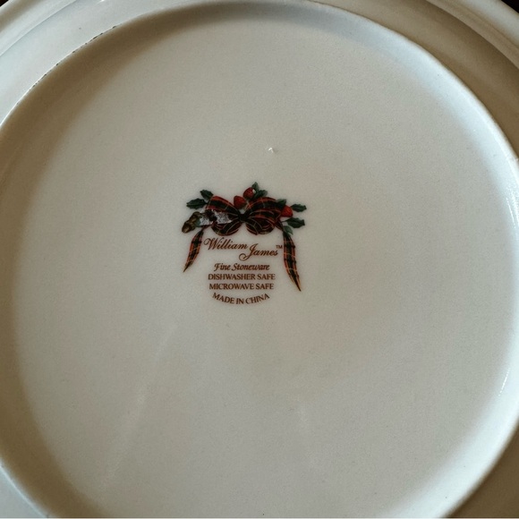 William James Fine Stoneware 10.5"Dinner Plate Christmas Ribbon Fruit Tartan - Picture 5 of 5